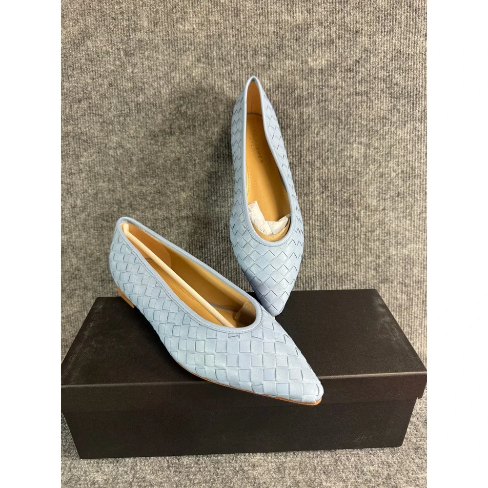 NWB Marc Fisher LTD Damaria Woven Leather Pointed Toe Flats Medium Blue 9M